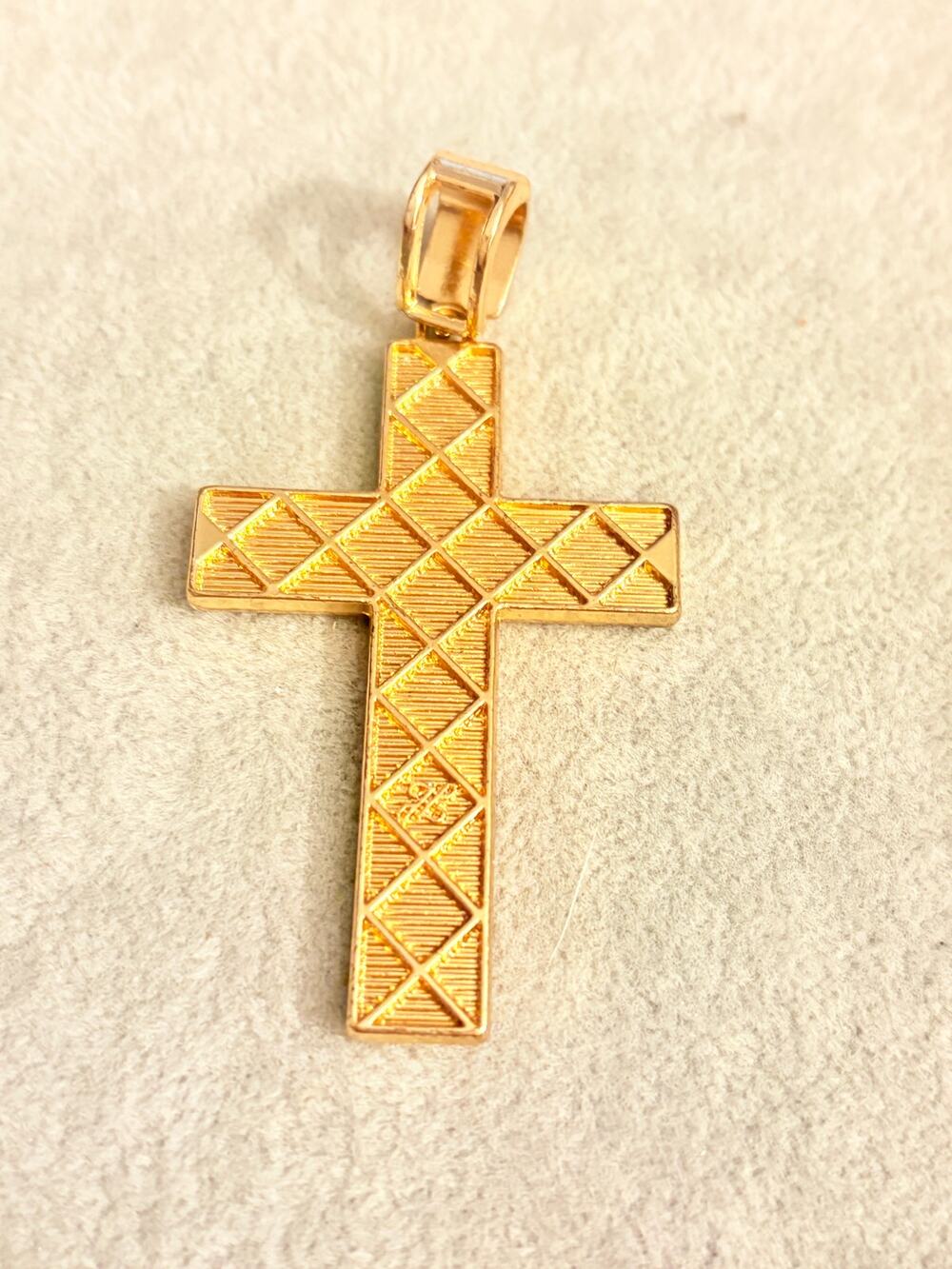 Gold Tone Iced Out Cross Pendant Rhinestone 2.5”